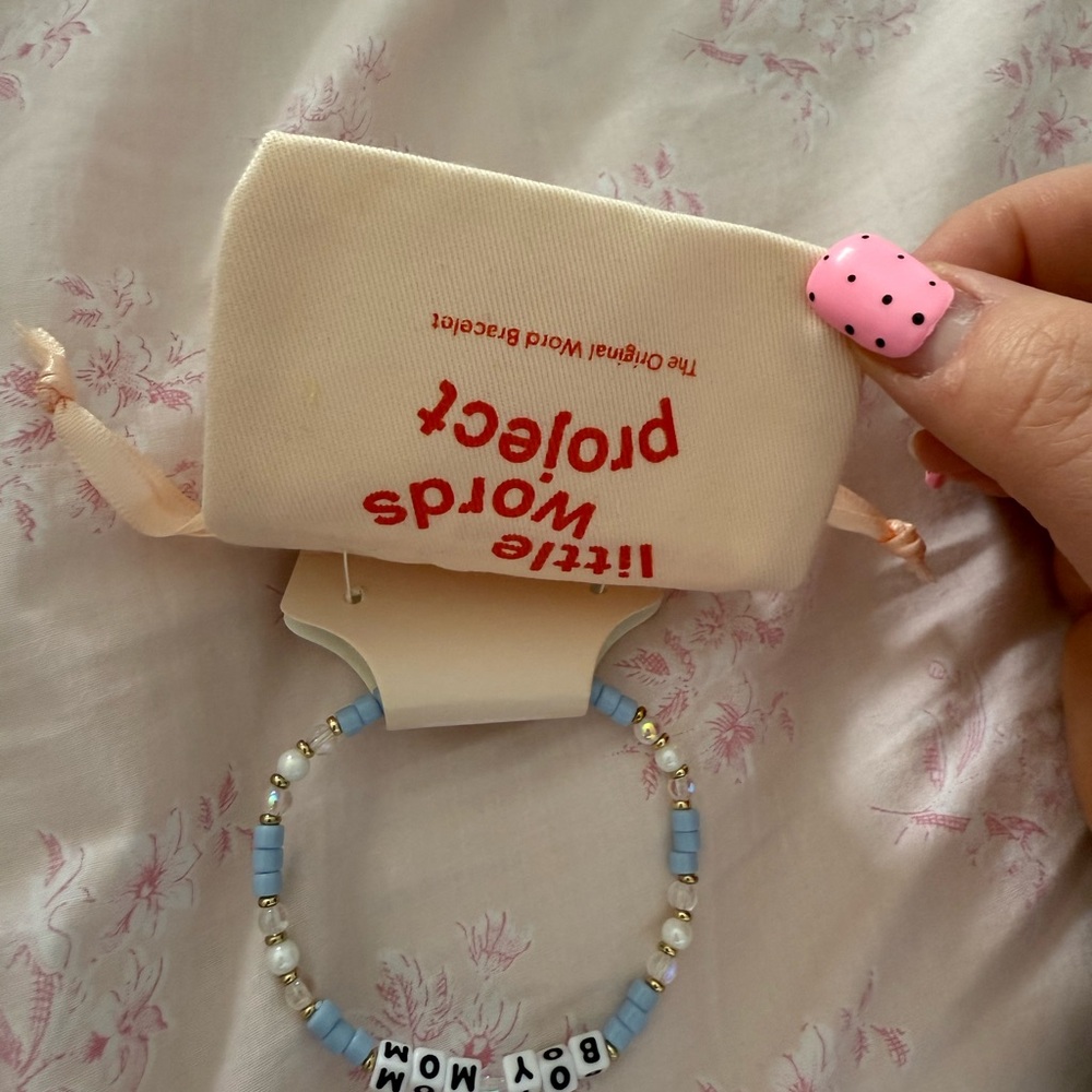 Little Words Project 'Boy Mom' Bracelet - Blue, White, and Gold - Picture 2 of 3